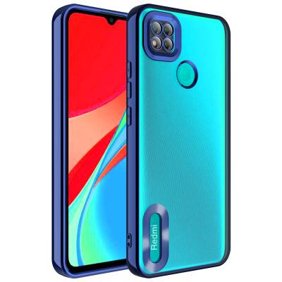 Xiaomi Redmi 9C Case Camera Protected Zore Omega Cover with Showing Logo Navy blue