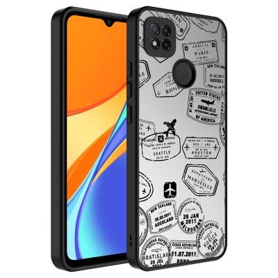 Xiaomi Redmi 9C Case Mirror Patterned Camera Protection Glossy Zore Mirror Cover Seyahat
