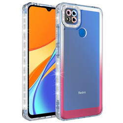 Xiaomi Redmi 9C Case Silvery and Color Transition Design Lens Protected Zore Park Cover Beyaz-Pembe