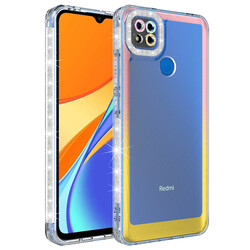 Xiaomi Redmi 9C Case Silvery and Color Transition Design Lens Protected Zore Park Cover Pembe-Sarı