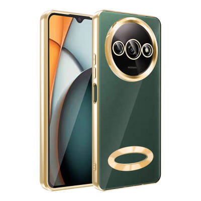 Xiaomi Redmi A3 4G 2024 Case Camera Protection Zore Omega Cover Showing Logo Gold