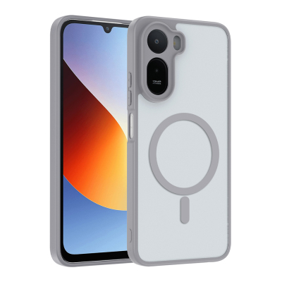 Xiaomi Redmi A7 Pro Case M-safe Charging Enabled Zore Babet Cover Grey