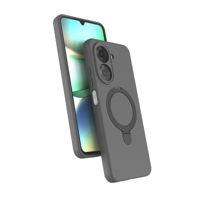 Xiaomi Redmi A7 Pro Kılıf M-safe Şarj Özellikli Standlı Zore Samara Kapak Titanyum-Gri