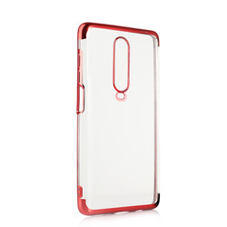 Xiaomi Redmi K30 Case Zore Dört Köşeli Lazer Silicon Cover Red