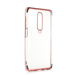 Xiaomi Redmi K30 Case Zore Dört Köşeli Lazer Silicon Cover Rose Gold