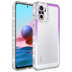 Xiaomi Redmi Note 10 Case Silvery and Color Transition Design Lens Protected Zore Park Cover Mor-Beyaz
