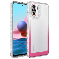 Xiaomi Redmi Note 10 Case Silvery and Color Transition Design Lens Protected Zore Park Cover Beyaz-Pembe