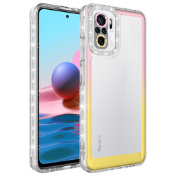 Xiaomi Redmi Note 10 Case Silvery and Color Transition Design Lens Protected Zore Park Cover Pembe-Sarı