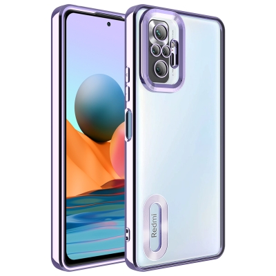 Xiaomi Redmi Note 10 Pro Case Camera Protected Zore Omega Cover with Showing Logo Lila