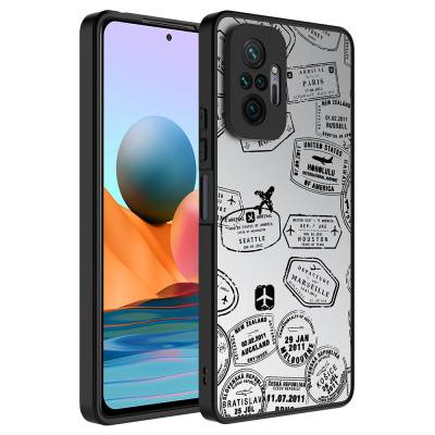 Xiaomi Redmi Note 10 Pro Case Mirror Patterned Camera Protection Glossy Zore Mirror Cover Seyahat