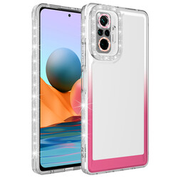 Xiaomi Redmi Note 10 Pro Case Silvery and Color Transition Design Lens Protected Zore Park Cover Beyaz-Pembe