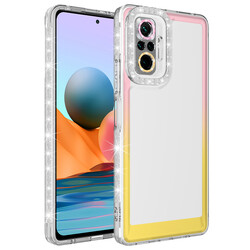 Xiaomi Redmi Note 10 Pro Case Silvery and Color Transition Design Lens Protected Zore Park Cover Pembe-Sarı