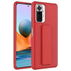 Xiaomi Redmi Note 10 Pro Case Zore Qstand Cover Red