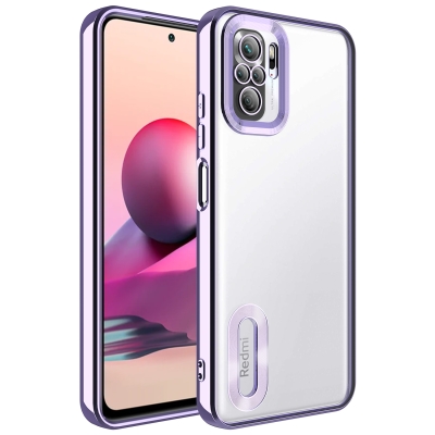 Xiaomi Redmi Note 10S Case Camera Protected Zore Omega Cover with Showing Logo Lila