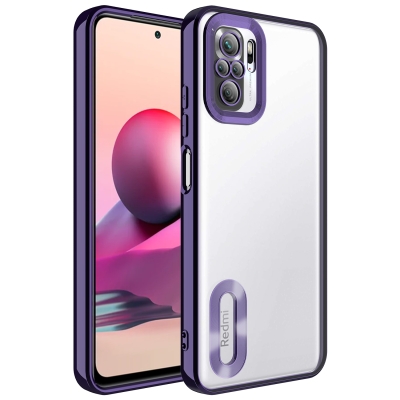 Xiaomi Redmi Note 10S Case Camera Protected Zore Omega Cover with Showing Logo Derin Mor