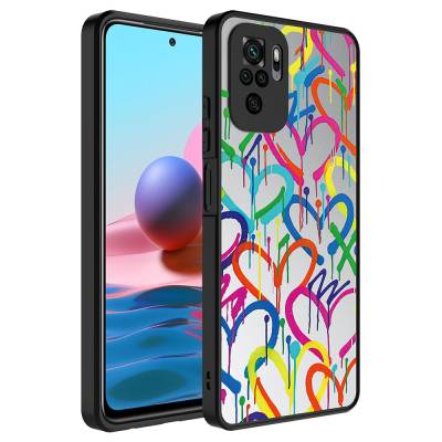 Xiaomi Redmi Note 10S Case Mirror Patterned Camera Protection Glossy Zore Mirror Cover Kalp