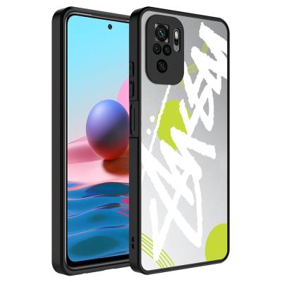 Xiaomi Redmi Note 10S Case Mirror Patterned Camera Protection Glossy Zore Mirror Cover Yazı