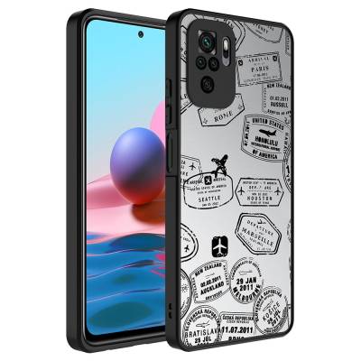 Xiaomi Redmi Note 10S Case Mirror Patterned Camera Protection Glossy Zore Mirror Cover Seyahat
