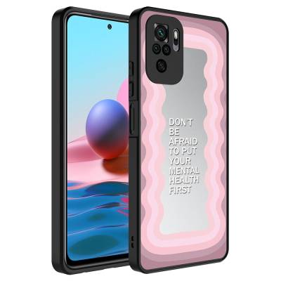 Xiaomi Redmi Note 10S Case Mirror Patterned Camera Protection Glossy Zore Mirror Cover Ayna