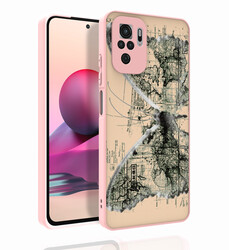 Xiaomi Redmi Note 10S Case Patterned Camera Protection Glossy Zore Nora Cover NO4