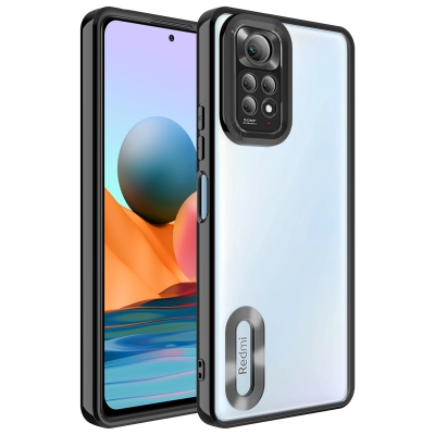 Xiaomi Redmi Note 11 Global Case Camera Protected Zore Omega Cover with Showing Logo Black