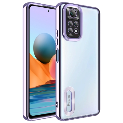 Xiaomi Redmi Note 11 Global Case Camera Protected Zore Omega Cover with Showing Logo Lila