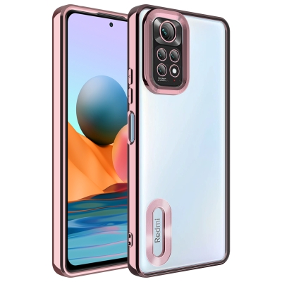 Xiaomi Redmi Note 11 Global Case Camera Protected Zore Omega Cover with Showing Logo Rose Gold