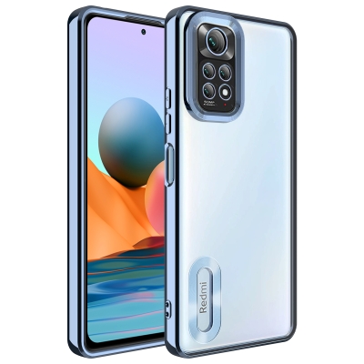Xiaomi Redmi Note 11 Global Case Camera Protected Zore Omega Cover with Showing Logo Sierra Mavi