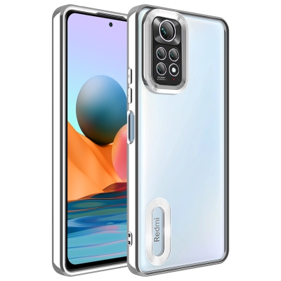 Xiaomi Redmi Note 11 Global Case Camera Protected Zore Omega Cover with Showing Logo Silver
