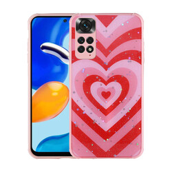 Xiaomi Redmi Note 11 Global Case Glittery Patterned Camera Protected Shiny Zore Popy Cover Kalp