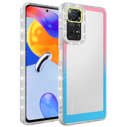 Xiaomi Redmi Note 11 Global Case Silvery and Color Transition Design Lens Protected Zore Park Cover Pembe-Mavi