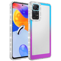 Xiaomi Redmi Note 11 Global Case Silvery and Color Transition Design Lens Protected Zore Park Cover Mavi-Mor