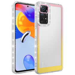 Xiaomi Redmi Note 11 Global Case Silvery and Color Transition Design Lens Protected Zore Park Cover Pembe-Sarı
