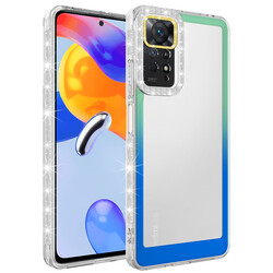 Xiaomi Redmi Note 11 Global Case Silvery and Color Transition Design Lens Protected Zore Park Cover Yeşil-Mavi