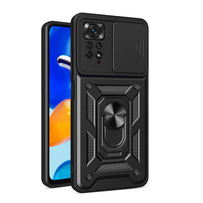 Xiaomi Redmi Note 11 Pro 4G Case Magnetic Stand Camera Protector Zore Sliding Vega Cover Black