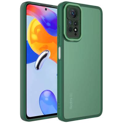 Xiaomi Redmi Note 11 Pro 5G Case Camera Protected Transparent Zore Post Cover Dark Green