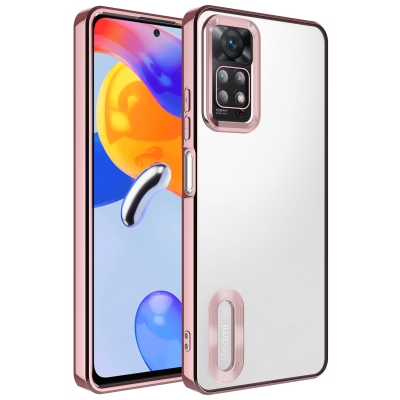 Xiaomi Redmi Note 11 Pro 5G Case Camera Protected Zore Omega Cover with Showing Logo Rose Gold