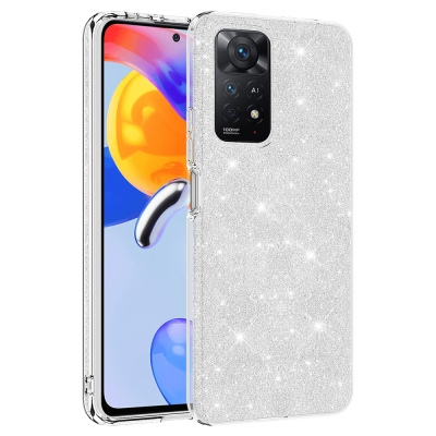 Xiaomi Redmi Note 11 Pro 5G Case Zore Shining Silicone Silver