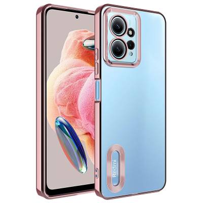 Xiaomi Redmi Note 12 4G Case Camera Protected Zore Omega Cover With Logo Rose Gold