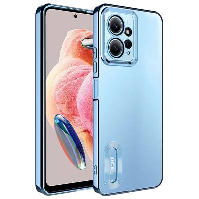 Xiaomi Redmi Note 12 4G Case Camera Protected Zore Omega Cover With Logo Sierra Mavi