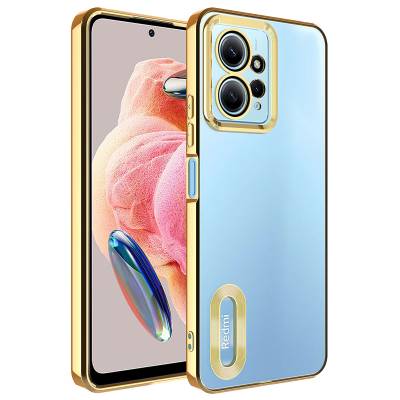 Xiaomi Redmi Note 12 4G Case Camera Protected Zore Omega Cover With Logo Gold