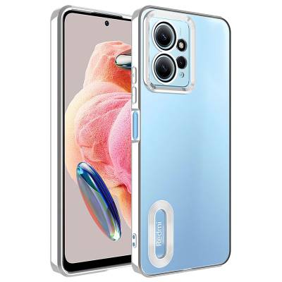 Xiaomi Redmi Note 12 4G Case Camera Protected Zore Omega Cover With Logo Silver