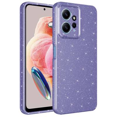 Xiaomi Redmi Note 12 4G Case Camera Protection Glittery Luxury Zore Cotton Cover Purple