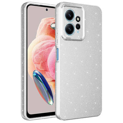 Xiaomi Redmi Note 12 4G Case Camera Protection Glittery Luxury Zore Cotton Cover Silver