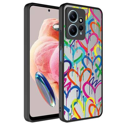 Xiaomi Redmi Note 12 4G Case Mirror Patterned Camera Protected Glossy Zore Mirror Cover Kalp