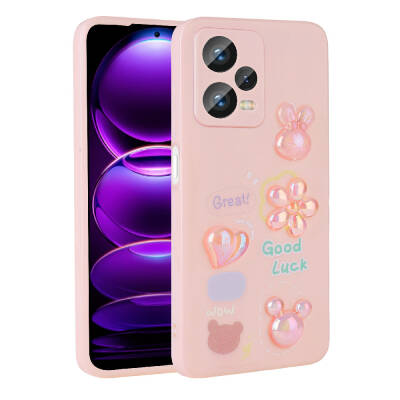 Xiaomi Redmi Note 12 4G Case Relief Figured Shiny Zore Toys Silicone Cover Pink