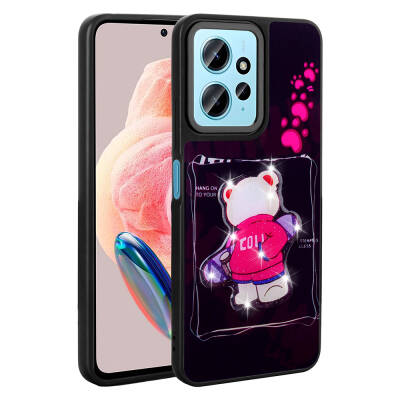 Xiaomi Redmi Note 12 4G Case Shining Embossed Zore Amas Silicone Cover with Iconic Figure Black