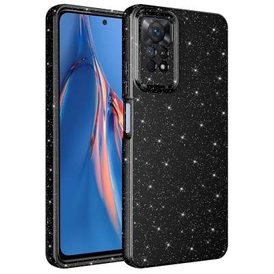 Xiaomi Redmi Note 12 Pro 4G Case Camera Protection Glittery Luxury Zore Cotton Cover Black