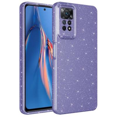 Xiaomi Redmi Note 12 Pro 4G Case Camera Protection Glittery Luxury Zore Cotton Cover Purple