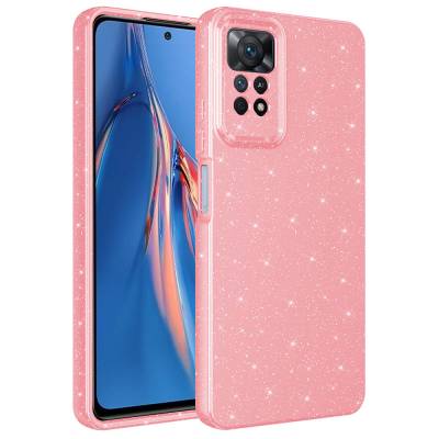 Xiaomi Redmi Note 12 Pro 4G Case Camera Protection Glittery Luxury Zore Cotton Cover Pink